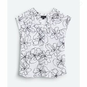 Elegant Black and White Floral Blouse